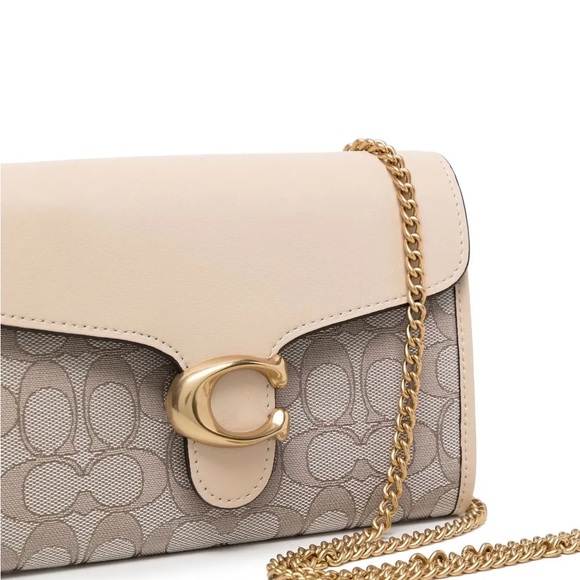 Coach Cream and Gold Signature Clutch